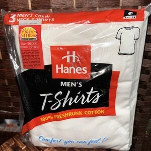 Vtg 1997 Hanes 3-Pack Mens T-Shirts S 34-36 100% Cotton Crew Neck USA